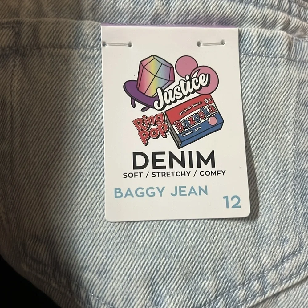 Justice Girls Ring Pop Collab Jeans, Sizes 12 With belt included
